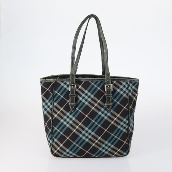 BURBERRY Nova Check Tote Bag PVC Nylon Canvas 5 Set Beige Navy Auth bs30285