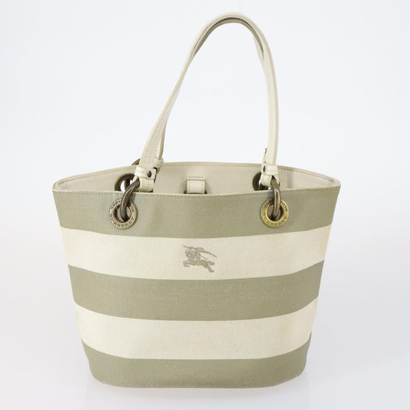 BURBERRY Nova Check Tote Bag PVC Nylon Canvas 5 Set Beige Navy Auth bs30285