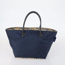 BURBERRY Nova Check Tote Bag PVC Nylon Canvas 5 Set Beige Navy Auth bs30285-26