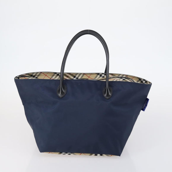 BURBERRY Nova Check Tote Bag PVC Nylon Canvas 5 Set Beige Navy Auth bs30285