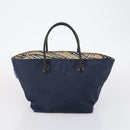 BURBERRY Nova Check Tote Bag PVC Nylon Canvas 5 Set Beige Navy Auth bs30285-27