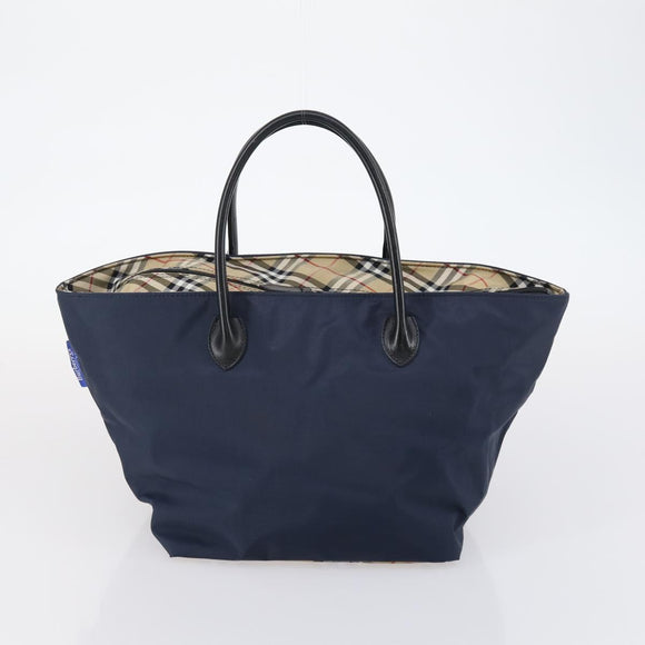 BURBERRY Nova Check Tote Bag PVC Nylon Canvas 5 Set Beige Navy Auth bs30285