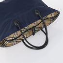 BURBERRY Nova Check Tote Bag PVC Nylon Canvas 5 Set Beige Navy Auth bs30285-28
