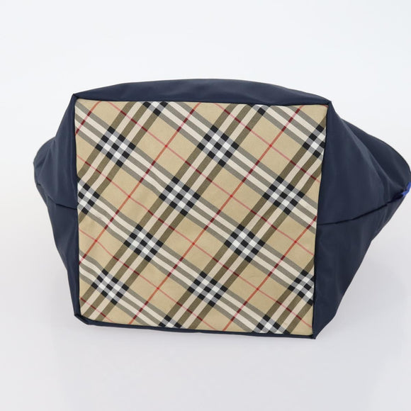 BURBERRY Nova Check Tote Bag PVC Nylon Canvas 5 Set Beige Navy Auth bs30285