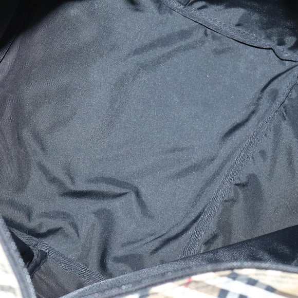 BURBERRY Nova Check Tote Bag PVC Nylon Canvas 5 Set Beige Navy Auth bs30285