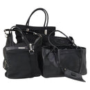 GUCCI Web Sherry Line Hand Bag Leather Nylon 5 Set Black Khaki Auth bs30287-1