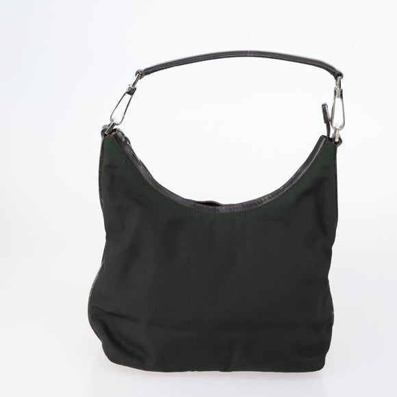 GUCCI Web Sherry Line Hand Bag Leather Nylon 5 Set Black Khaki Auth bs30287