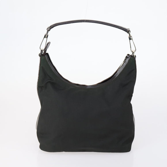 GUCCI Web Sherry Line Hand Bag Leather Nylon 5 Set Black Khaki Auth bs30287