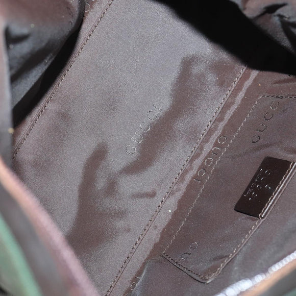 GUCCI Web Sherry Line Hand Bag Leather Nylon 5 Set Black Khaki Auth bs30287