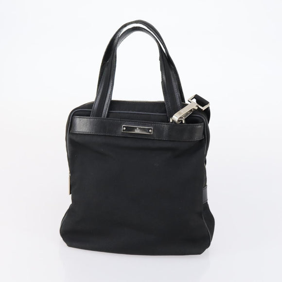 GUCCI Web Sherry Line Hand Bag Leather Nylon 5 Set Black Khaki Auth bs30287