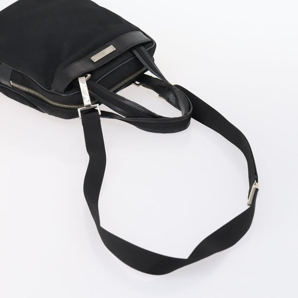 GUCCI Web Sherry Line Hand Bag Leather Nylon 5 Set Black Khaki Auth bs30287