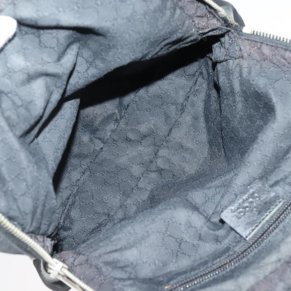 GUCCI Web Sherry Line Hand Bag Leather Nylon 5 Set Black Khaki Auth bs30287