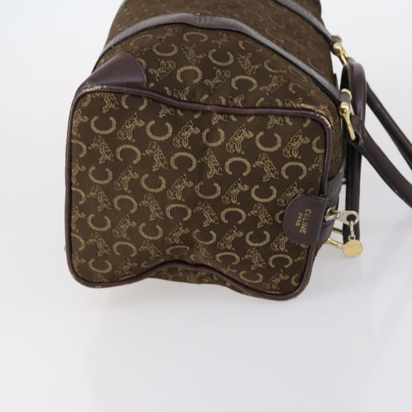 CELINE C Macadam Canvas Hand Bag PVC 3 Set Navy Brown Auth bs30288