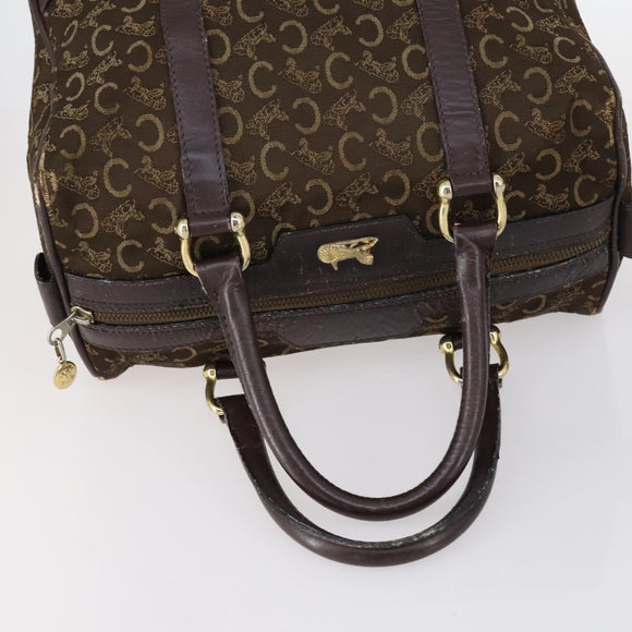 CELINE C Macadam Canvas Hand Bag PVC 3 Set Navy Brown Auth bs30288