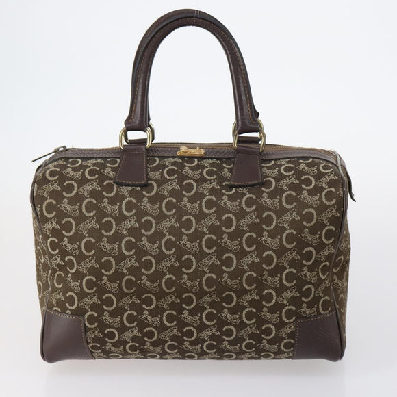 CELINE C Macadam Canvas Hand Bag PVC 3 Set Navy Brown Auth bs30288