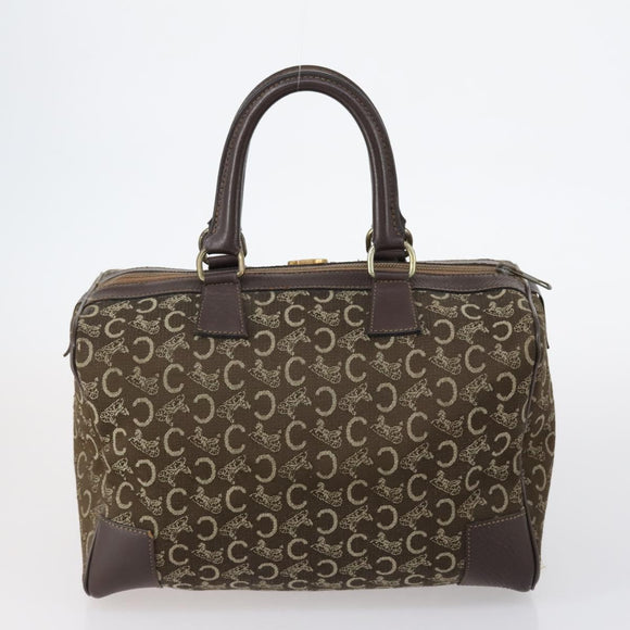 CELINE C Macadam Canvas Hand Bag PVC 3 Set Navy Brown Auth bs30288