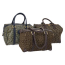 CELINE C Macadam Canvas Hand Bag PVC 3 Set Navy Brown Auth bs30288-1