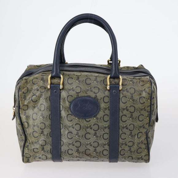 CELINE C Macadam Canvas Hand Bag PVC 3 Set Navy Brown Auth bs30288