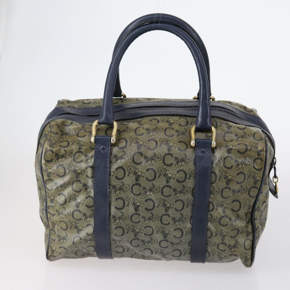 CELINE C Macadam Canvas Hand Bag PVC 3 Set Navy Brown Auth bs30288