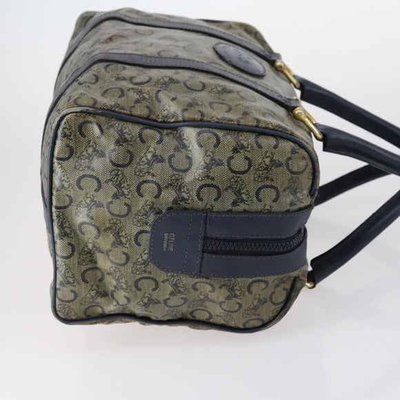 CELINE C Macadam Canvas Hand Bag PVC 3 Set Navy Brown Auth bs30288