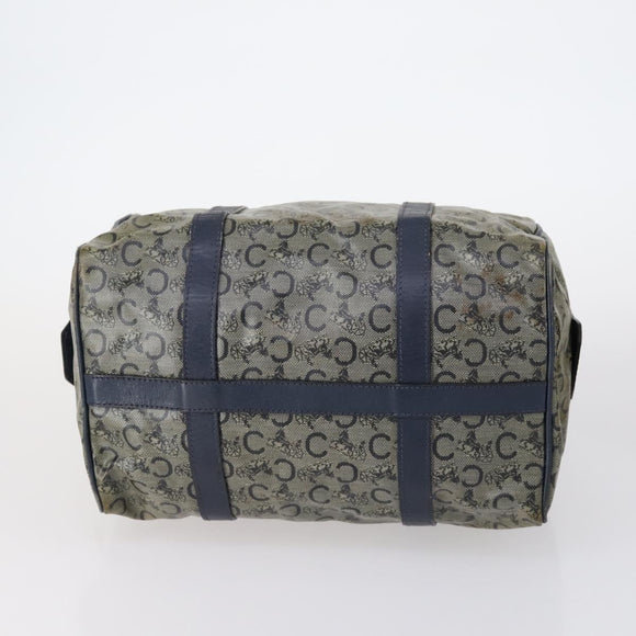 CELINE C Macadam Canvas Hand Bag PVC 3 Set Navy Brown Auth bs30288