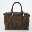 CELINE C Macadam Canvas Hand Bag PVC 3 Set Navy Brown Auth bs30288-9