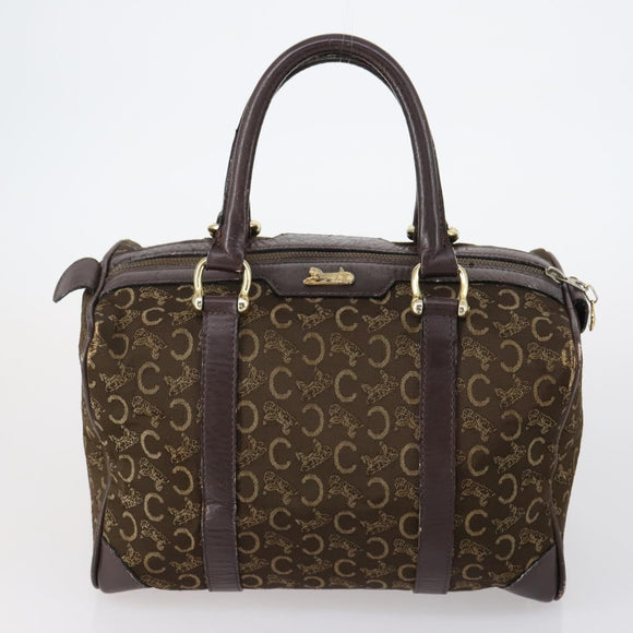 CELINE C Macadam Canvas Hand Bag PVC 3 Set Navy Brown Auth bs30288