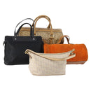 CELINE C Macadam Canvas Bag Nylon PVC Canvas Suede 4 Set Beige Auth bs30289-1