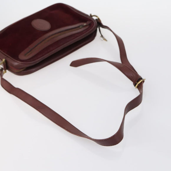 CARTIER Must Line Clutch Bag Leather 5 Set Bordeaux Gold Auth bs30290