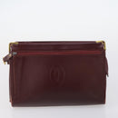 CARTIER Must Line Clutch Bag Leather 5 Set Bordeaux Gold Auth bs30290-18