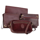 CARTIER Must Line Clutch Bag Leather 5 Set Bordeaux Gold Auth bs30290-1