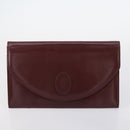 CARTIER Must Line Clutch Bag Leather 5 Set Bordeaux Gold Auth bs30290-23