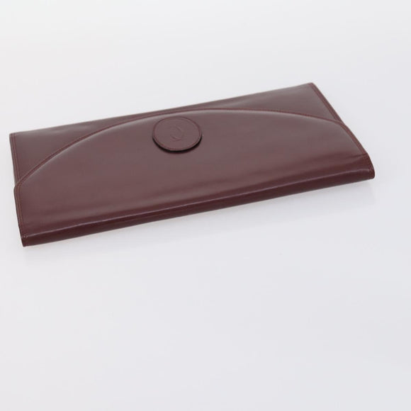 CARTIER Must Line Clutch Bag Leather 5 Set Bordeaux Gold Auth bs30290