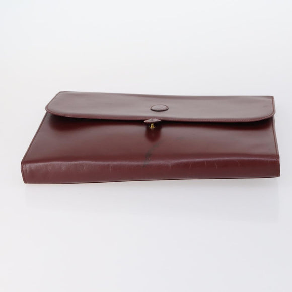 CARTIER Must Line Clutch Bag Leather 5 Set Bordeaux Gold Auth bs30290