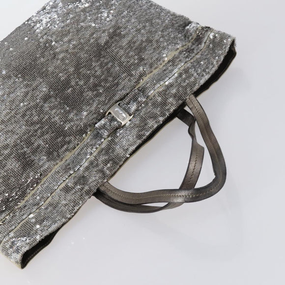 Salvatore Ferragamo Bag Leather Sequin PVC 4 Set Black Beige Silver Auth bs30291