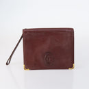 CARTIER Must Line Clutch Bag Leather 4 Set Bordeaux Gold Auth bs30292-12
