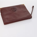 CARTIER Must Line Clutch Bag Leather 4 Set Bordeaux Gold Auth bs30292-14