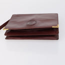 CARTIER Must Line Clutch Bag Leather 4 Set Bordeaux Gold Auth bs30292-15