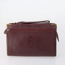 CARTIER Must Line Clutch Bag Leather 4 Set Bordeaux Gold Auth bs30292-17
