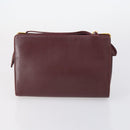 CARTIER Must Line Clutch Bag Leather 4 Set Bordeaux Gold Auth bs30292-18