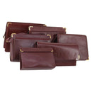 CARTIER Must Line Clutch Bag Leather 4 Set Bordeaux Gold Auth bs30292-1