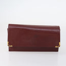 CARTIER Must Line Clutch Bag Leather 4 Set Bordeaux Gold Auth bs30292-22