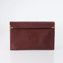 CARTIER Must Line Clutch Bag Leather 4 Set Bordeaux Gold Auth bs30292-27
