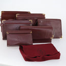 CARTIER Must Line Clutch Bag Leather 4 Set Bordeaux Gold Auth bs30292-32