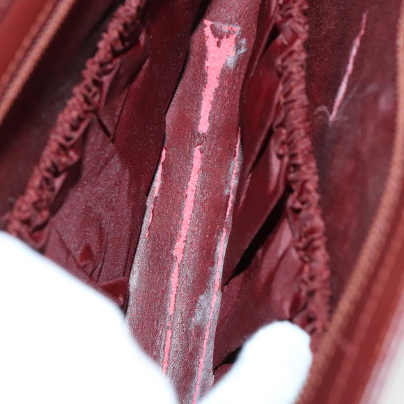 CARTIER Must Line Clutch Bag Leather 4 Set Bordeaux Gold Auth bs30292