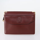 CARTIER Must Line Clutch Bag Leather 4 Set Bordeaux Gold Auth bs30292-7