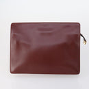 CARTIER Must Line Clutch Bag Leather 4 Set Bordeaux Gold Auth bs30292-8