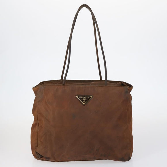 PRADA Tote Bag Nylon Suede 5 Set Brown Khaki beige Auth bs30294