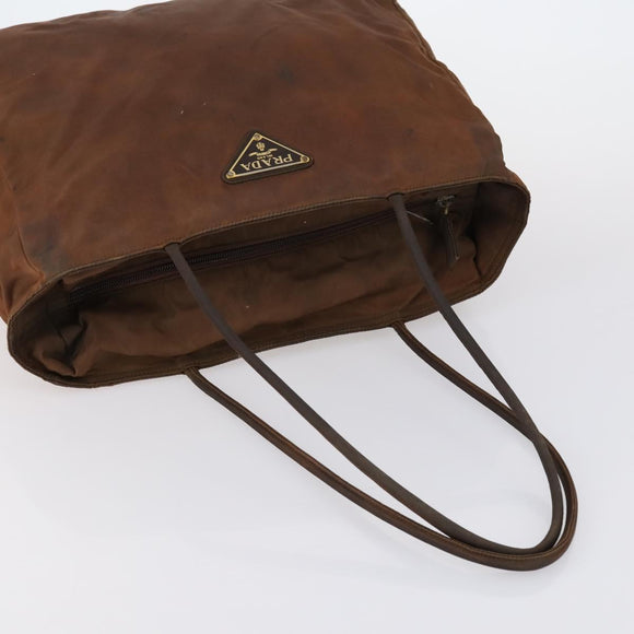 PRADA Tote Bag Nylon Suede 5 Set Brown Khaki beige Auth bs30294