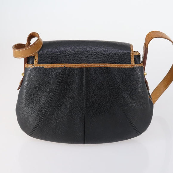 Christian Dior Shoulder Bag Leather Canvas 3 Set Black Beige Auth bs30295